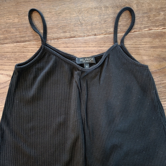 Black Ribbed Wide Leg Jumpsuit S - Picture 4 of 10